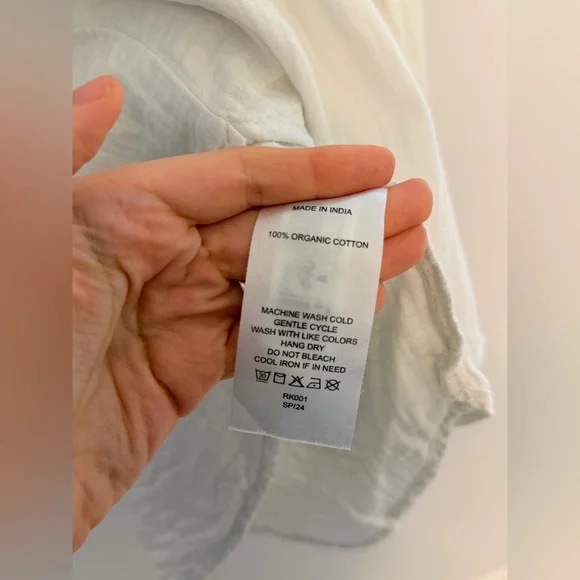 Quince 100% Organic Cotton Gauze Peasant Blouse; White; Medium - Picture 5 of 10